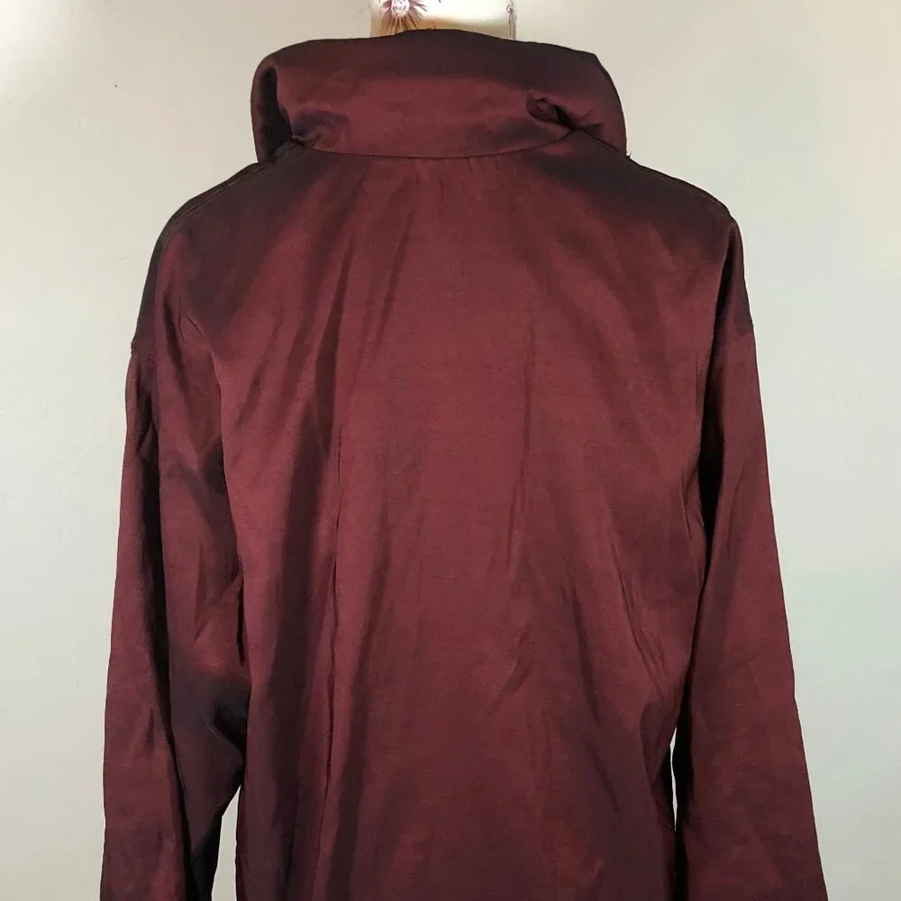 Vintage Reversible Zip-Up Coat — Burgundy & Black, Classic Minimalist Style